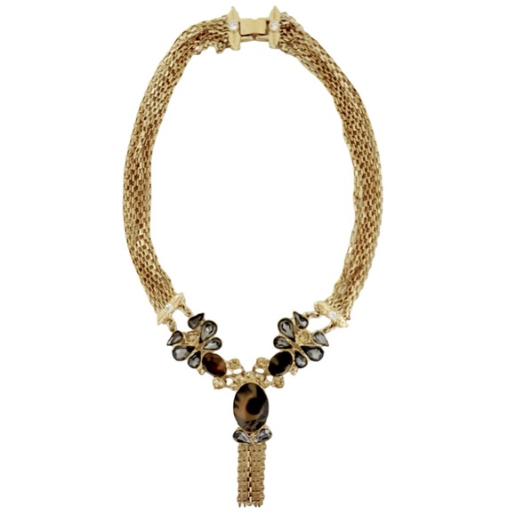 ANN TAYLOR  • Tortoise Crystal Fringe Tassel Necklace - Picture 3 of 5